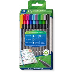 Staedtler Triplus fineliner eco, boîte de 10 pièces, assorti