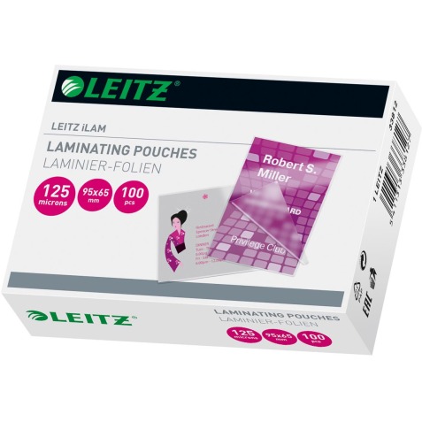 Leitz Eva pochette à plastifier ft 65 x 95 mm, 250 microns (2 x 125 microns), paquet de 100 pièces