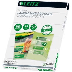 Leitz Eva pochette à plastifier ft A5, 160 microns (2 x 80 microns), paquet de 100 pièces