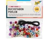 Folia perles lettres avec fil elastique de 1 mètre, 100 pièces, différentes couleurs