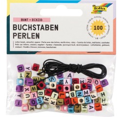 Folia letterkralen inclusief 1 meter elastische draad, 100 stuks, diverse kleuren