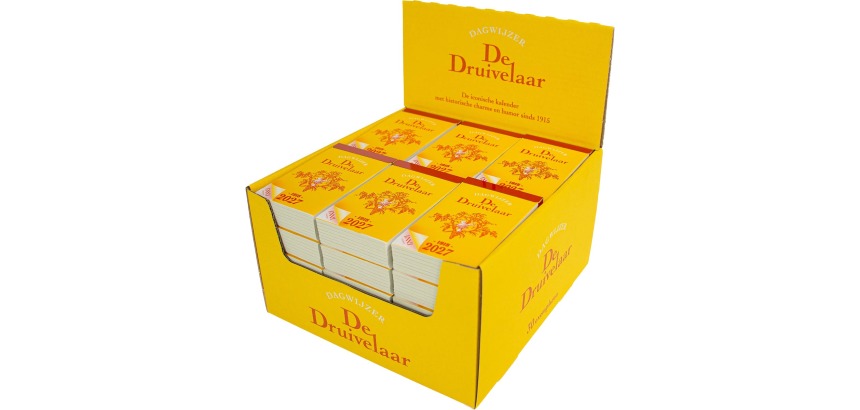 Bloc éphéméride De Druivelaar 2027, présentoir de 30 pièces