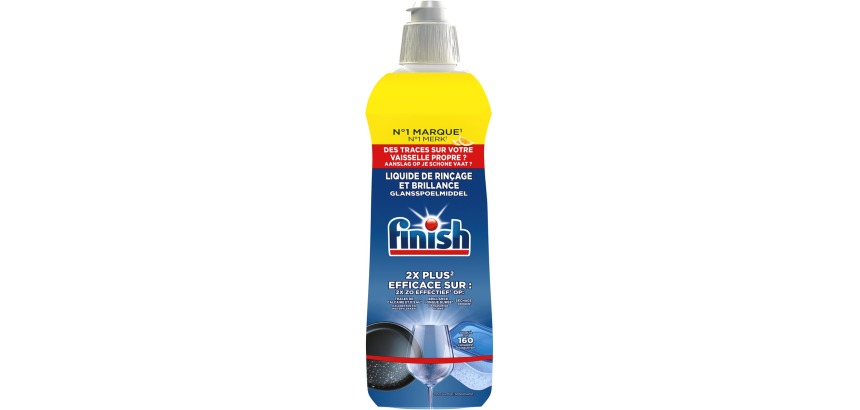 Finish liquide de rinçage pour lave-vaisselle, flacon de 800 ml, citron