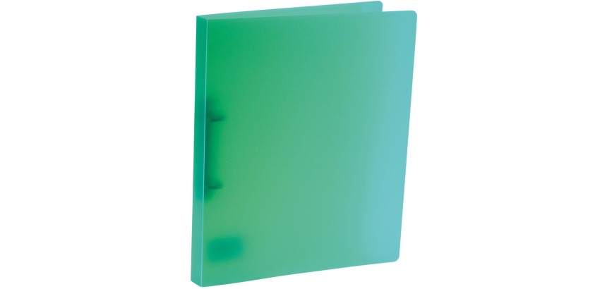 Bronyl ring binder, for A4 size, in PP, 2 D-rings of 15 mm, transparent green