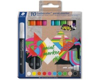 En_rotulador staedtler tinta acrilica punta redonda 2,4 mm estuche de 10 unidades colores surtidos