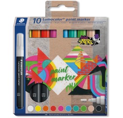 En_rotulador staedtler tinta acrilica punta redonda 2,4 mm estuche de 10 unidades colores surtidos