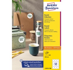 Etiket Avery L3416-10 rond 60mm wit 120 stuks