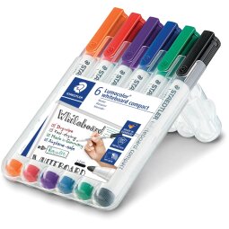 Staedtler whiteboardmarker Lumocolor Compact, étui chevalet de 6 pièces en couleurs assorties