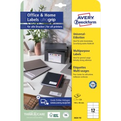 Avery Zweckform universele etiketten, 105 x 48 mm, wit, permanent klevend, 120 etiketten, 10 vellen