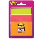 Post-it Super Sticky Notes, 45 Blatt, 3 Formate, Neon-Mischfarben, im Blisterpack