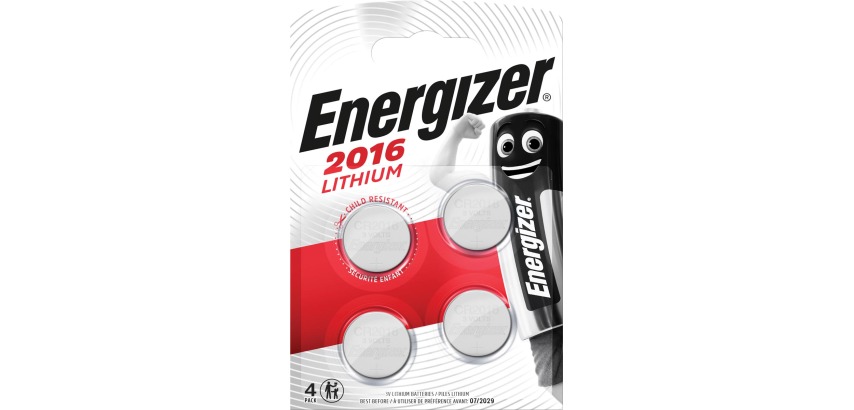Energizer Button Battery 4x CR2016 Lithium