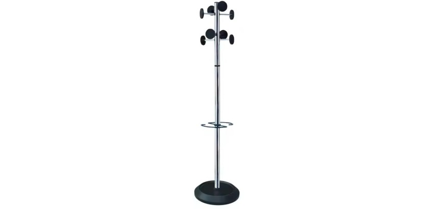 Garderobe mit Schirmständer, 8 Haken, schwarz