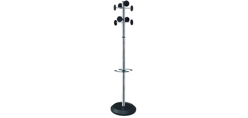 Garderobe mit Schirmständer, 8 Haken, schwarz