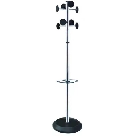 Kapstok met parapluhouder, 8 haken, zwart
