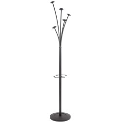 Kapstok met parapluhouder, 5 haken, zwart