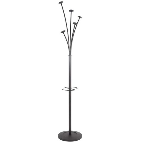 Kapstok met parapluhouder, 5 haken, zwart
