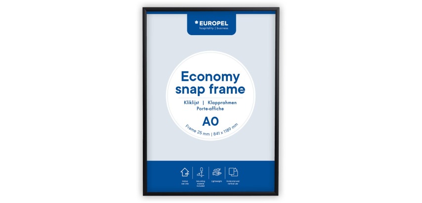 Europel cadre à clapets Economy, liste 25 mm, ft A0, zwart