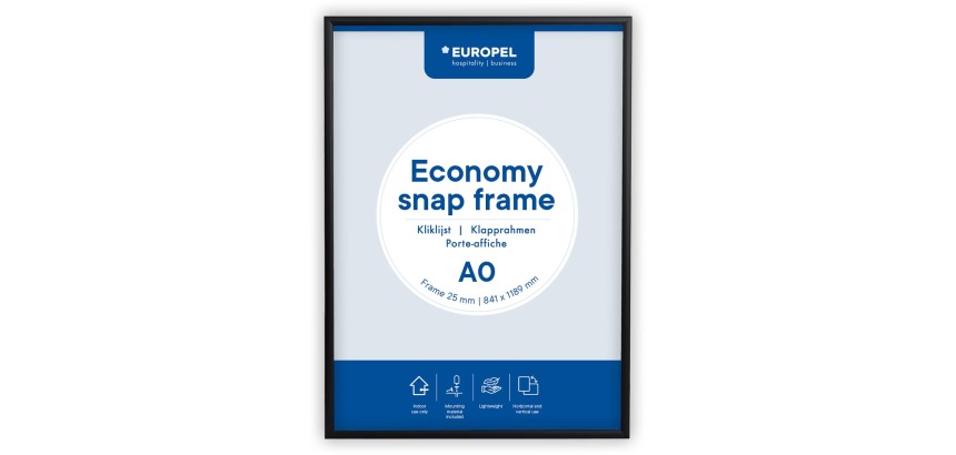 Europel Klickrahmen Economy, Rahmen 25 mm, Format A0, schwarz