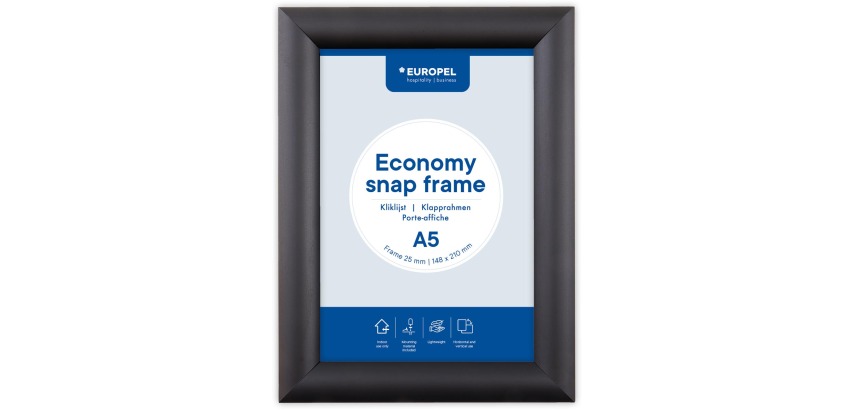 Europel Klickrahmen Economy, Rahmen 25 mm, Format A5, schwarz