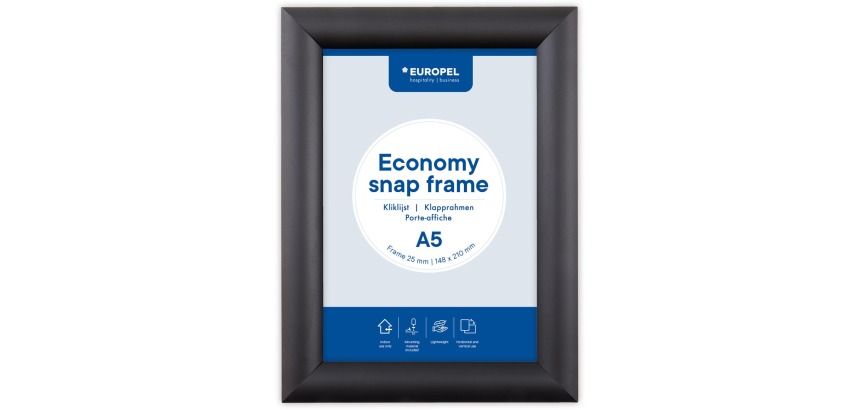 Europel cadre à clapets Economy, liste 25 mm, ft A5, zwart