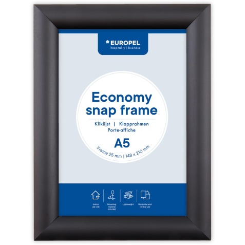 Europel cadre à clapets Economy, liste 25 mm, ft A5, zwart