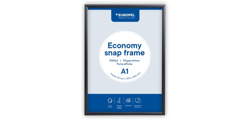 Europel cadre à clapets Economy, liste 25 mm, ft A1, zwart