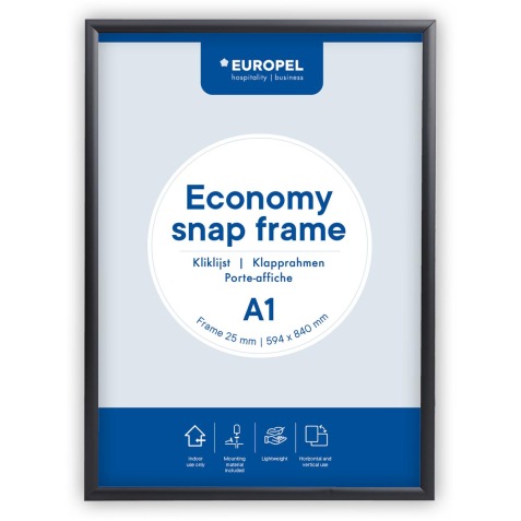 Europel cadre à clapets Economy, liste 25 mm, ft A1, zwart