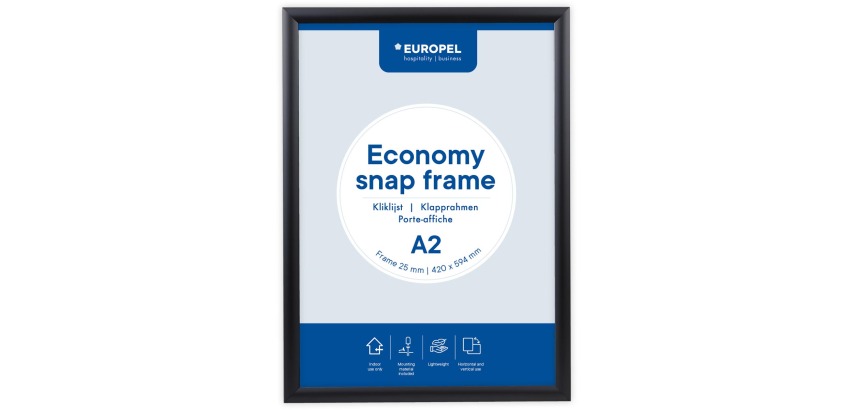 Europel Economy clamshell frame, 25 mm list, A2 size, black