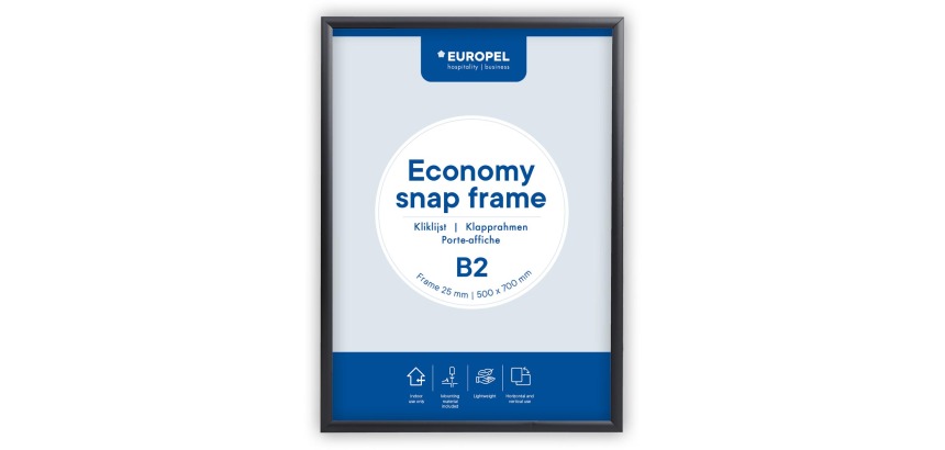 Europel Clicklijst Economy, lijst 25 mm, ft B2, zwart