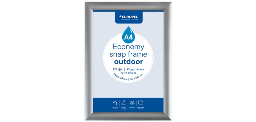 Europel kliklijst Economy, waterdicht, lijst 25 mm, ft A4, zilver