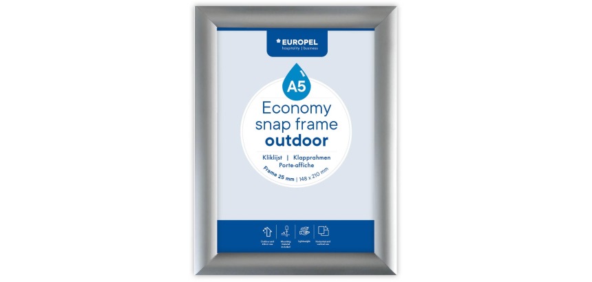 Europel kliklijst Economy, waterdicht, lijst 25 mm, ft A5, zilver