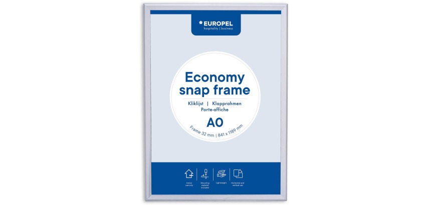 Euroclip Economy-Klemmschienenrahmen, 25 mm, Format A0, Silber