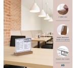 Europel présentoir de documents Premium, pied en bois en T, ft A5, paysage