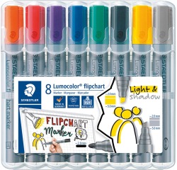 Marqueur pour tableaux de conférence Lumocolor, 8 pièces en couleurs assorties