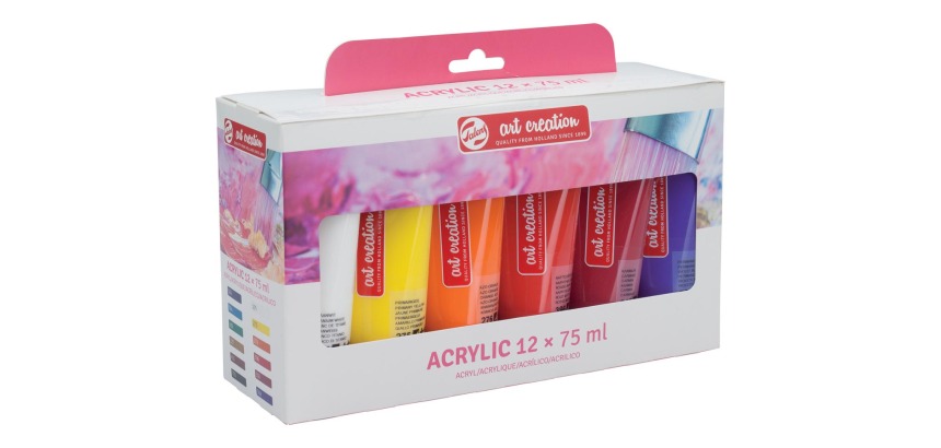 Talens Art Creation peinture acrylique, tube de 75 ml, set de 12 tubes en couleurs assorties