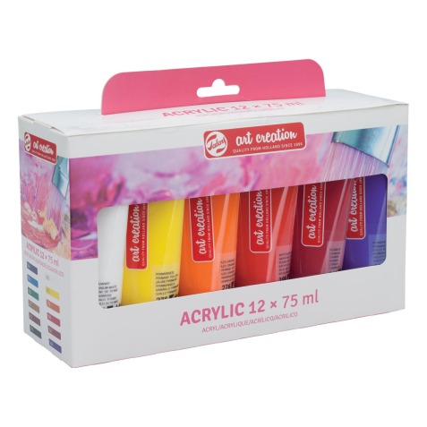 Talens Art Creation peinture acrylique, tube de 75 ml, set de 12 tubes en couleurs assorties