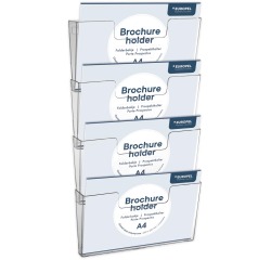 Europel wall-mounted brochure holder 4x A4 landscape to couple transparent 4 pieces