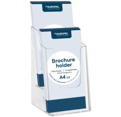 Porte-brochures Europel 2 compartiments 1/3 A4 transparent