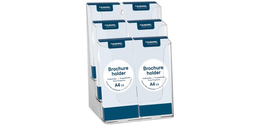 Europel brochure holder 6 compartments 1/3 A4 transparent