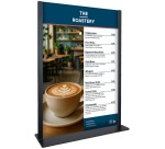 Tisch-Posterhalter A4 Metall mit schwarzem Acrylglas-Schild