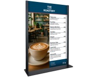 Tisch-Posterhalter A4 Metall mit schwarzem Acrylglas-Schild