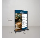 Tisch-Posterhalter A4 Metall mit schwarzem Acrylglas-Schild