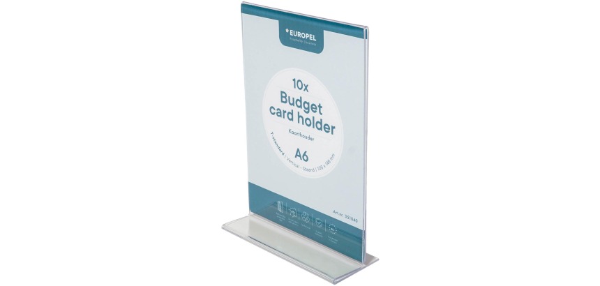 Europel folderhouder Budget, met T-voet, ft A6, staand, pak van 10 stuks