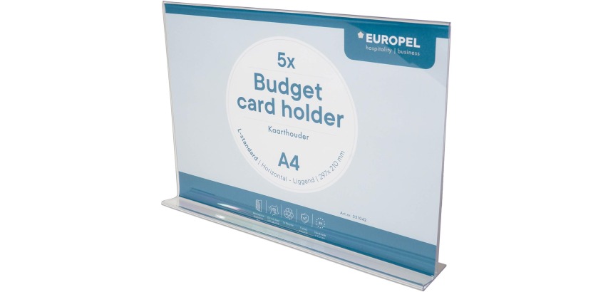 Europel folderhouder Budget, met T-voet, ft A4, liggend, pak van 5 stuks