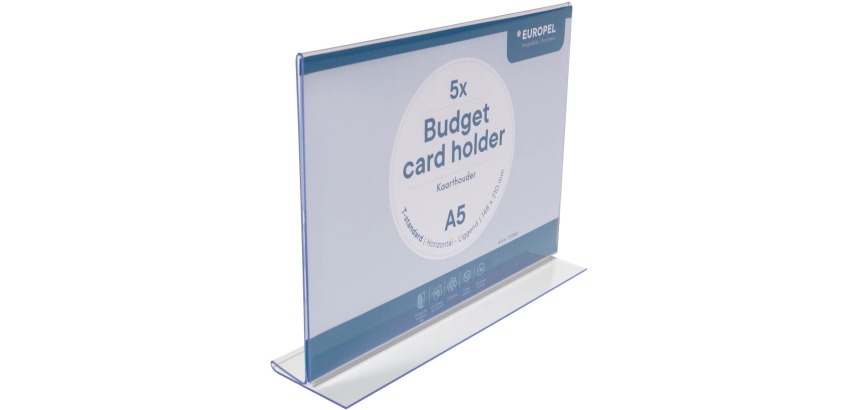 Europel folderhouder Budget, met T-voet, ft A5, liggend, pak van 5 stuks