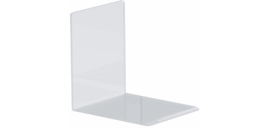 Bookend in acrylic, transparent, 80 x 100 x 100 mm
