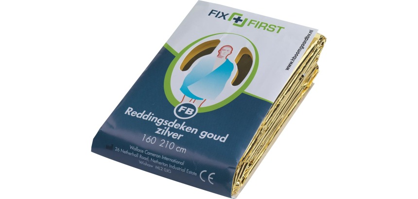 Couverture de sauvetage FixFirst 160x210cm argentée/dorée