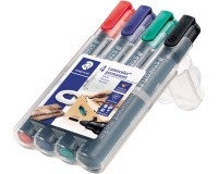 Staedtler Lumocolor 352, Permanentmarker, Rundspitze, 2 mm, Etui mit 4 Stück in verschiedenen Farben