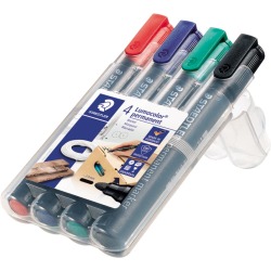 Staedtler Lumocolor 352, permanent marker, ronde punt, 2 mm, etui van 4 stuks in geassorteerde kleuren