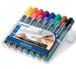 Marqueur permanent rechargeable Staedtler Lumocolor 352 pointe ogive 2 mm couleurs assorties - Étui de 8